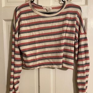 Cropped Striped Long Sleeve T